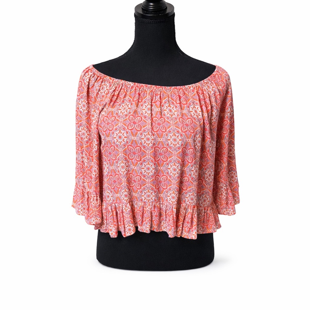 Sanctuary Medallion Print Off Shoulder Blouse XS NWOT